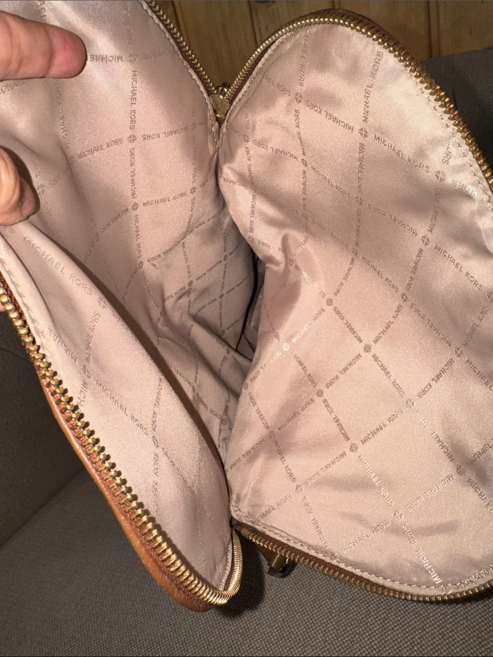 Michael Kors Tan Brown MK Logo Shoulder Bag